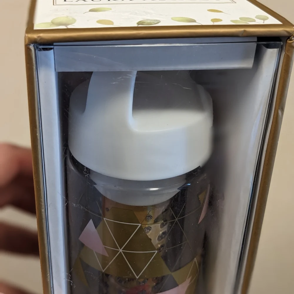 Laura Ashley Gold and Pink Water Bottle with Fruit Infuser